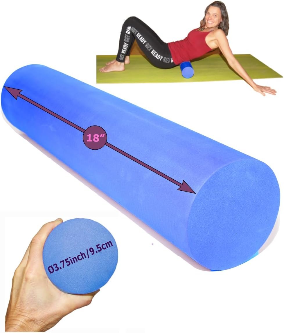 Foam Roller Back Leg Muscle Pain - Small Size Hard Density EVA Muscle Recovery Roll Ø3.75"x18" for Physical Therapy, Helps as Spine Cracker Stretcher