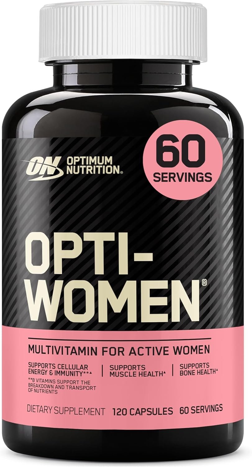 Optimum Nutrition Opti-Women, Vitamin C, Zinc and Vitamin D for Immune Support Womens Daily Multivitamin Supplement with Iron, Capsules, 120 Count